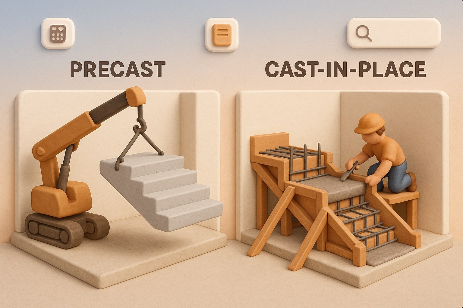 Menampilkan cara kerja Kalkulator Tangga Beton dengan bidang input dan hasil instan yang membantu pengguna menyelesaikan masalah dengan mudah.