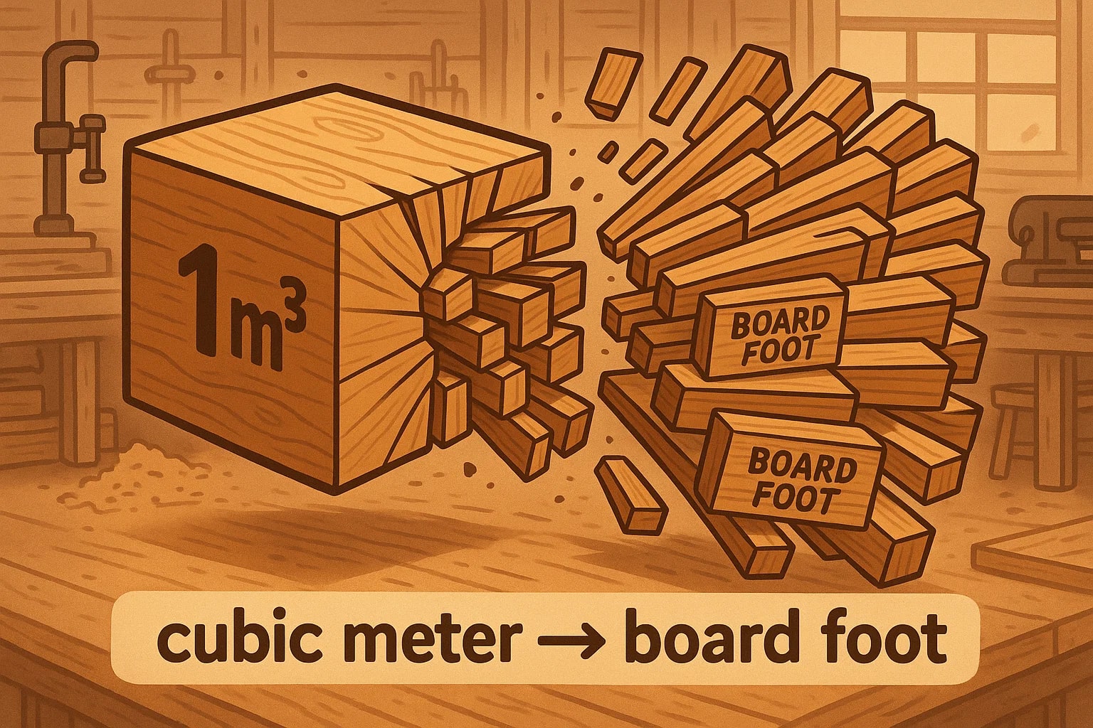 Kalkulator Konversi Meter Kubik ke Board Foot