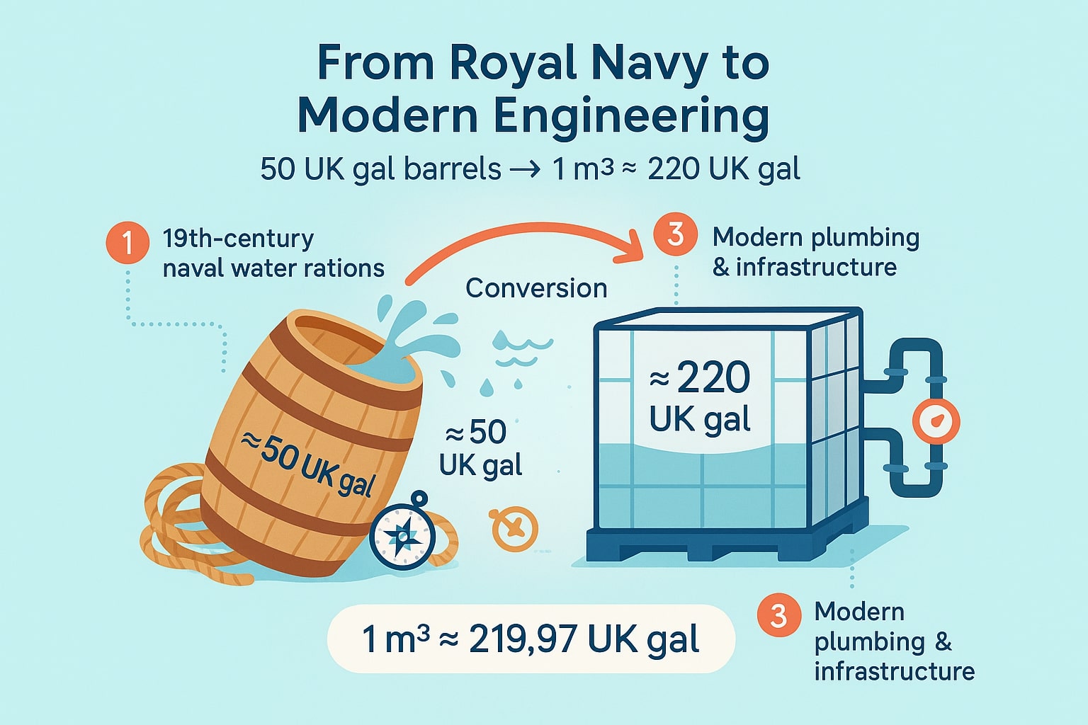 Konverter Meter Kubik ke Galon UK