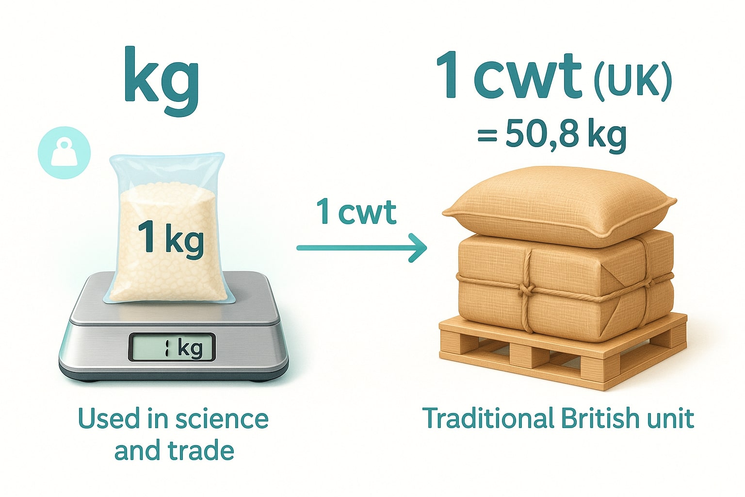 Konverter Kilogram ke Hundredweight (UK)