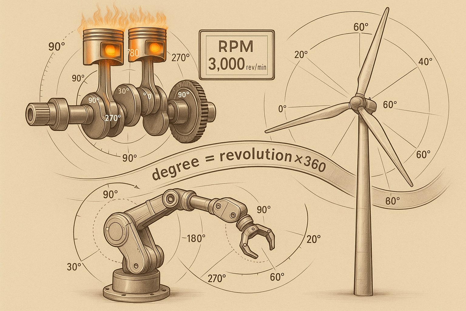 Konverter Putaran ke Derajat