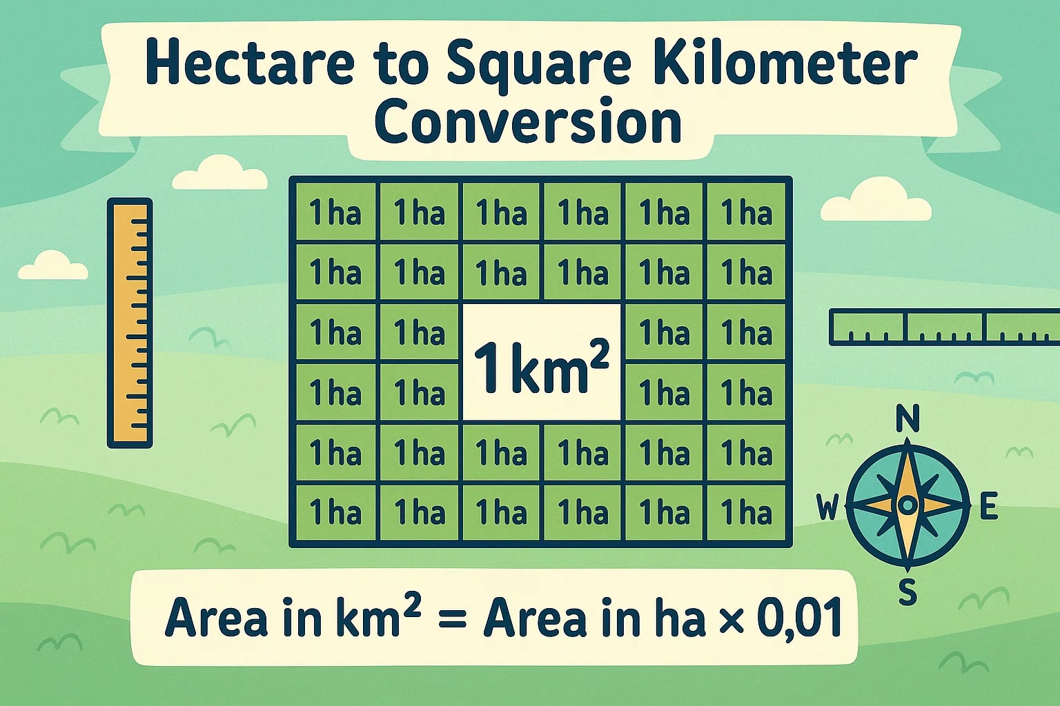 Konverter Hektar ke Kilometer Persegi