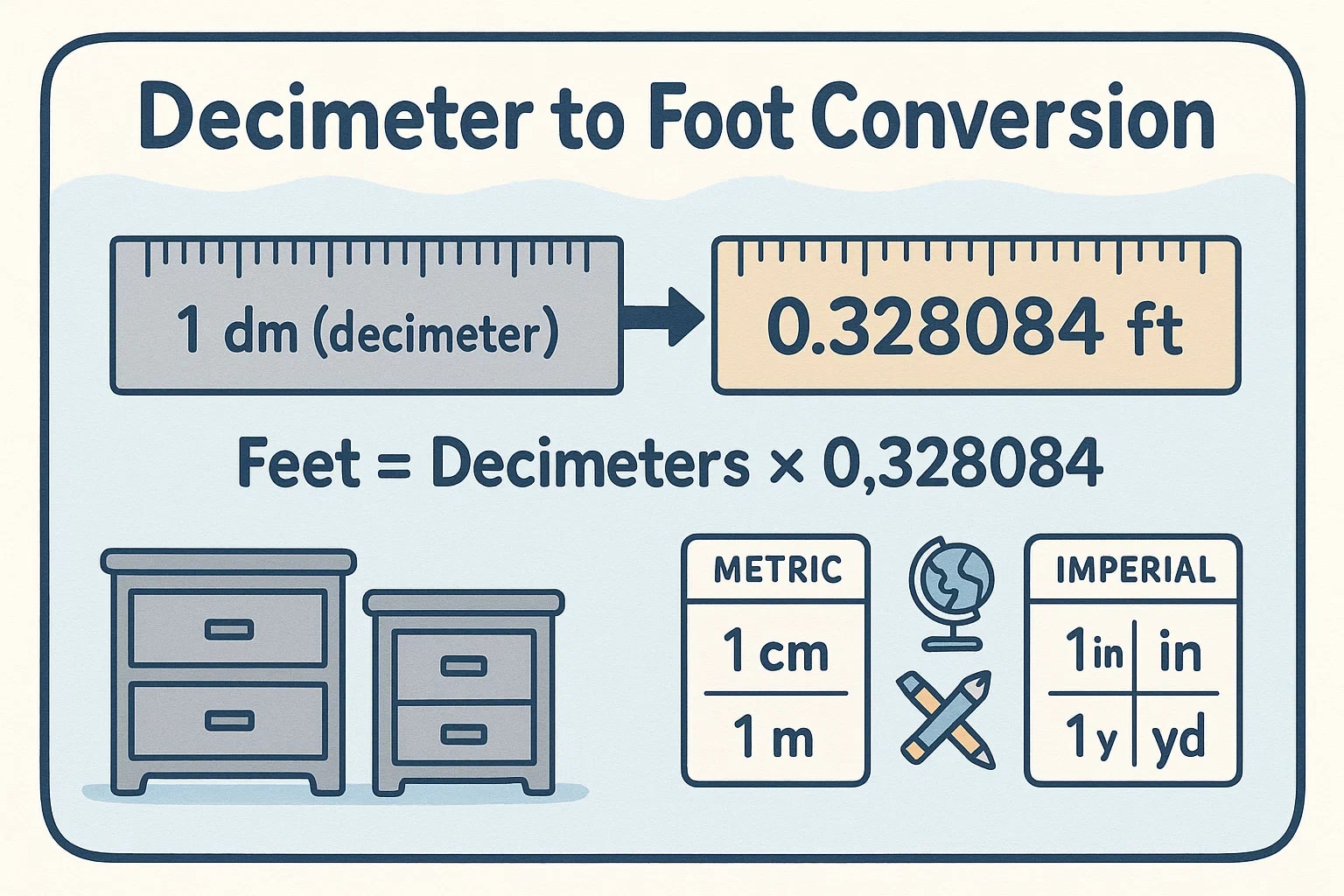 Konverter Desimeter ke Kaki
