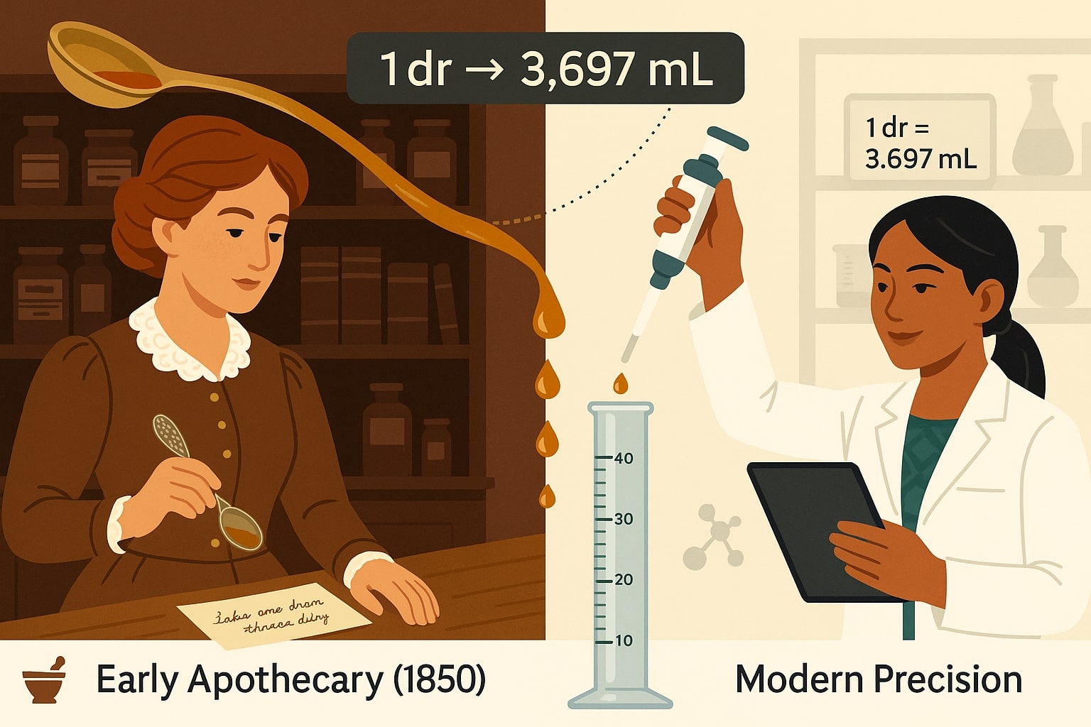 Konverter Drams ke Mililiter