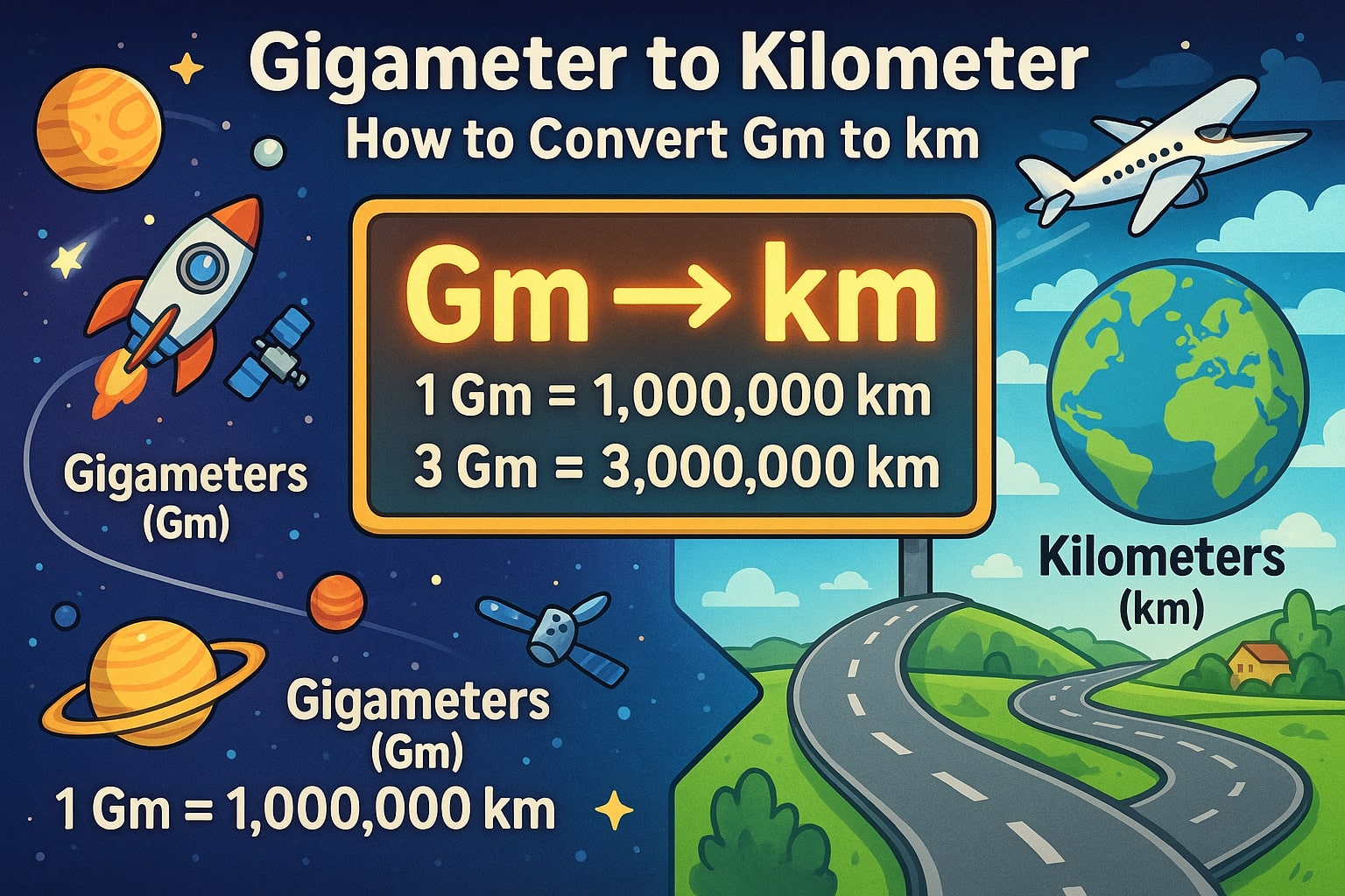 Konverter Gigameter ke Kilometer