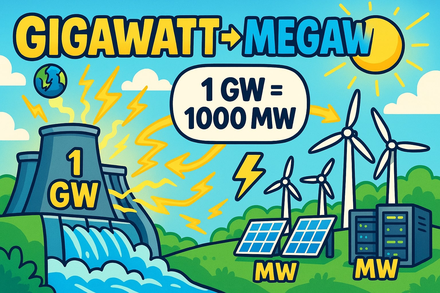 Konverter Gigawatt ke Megawatt