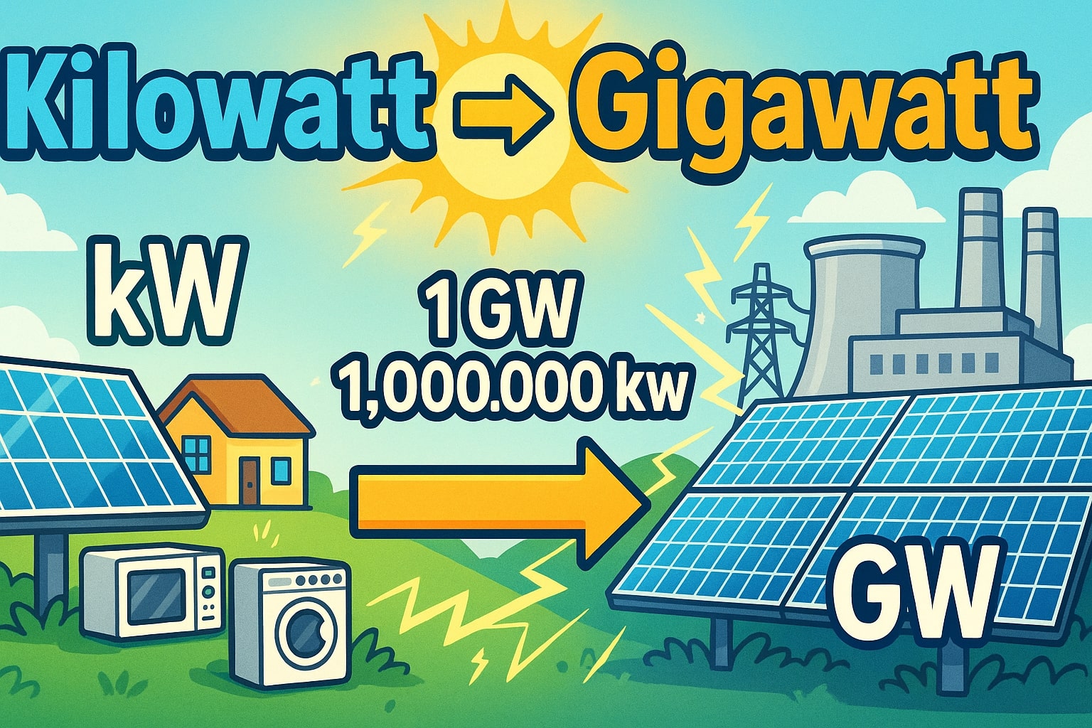 Konverter Kilowatt ke Gigawatt