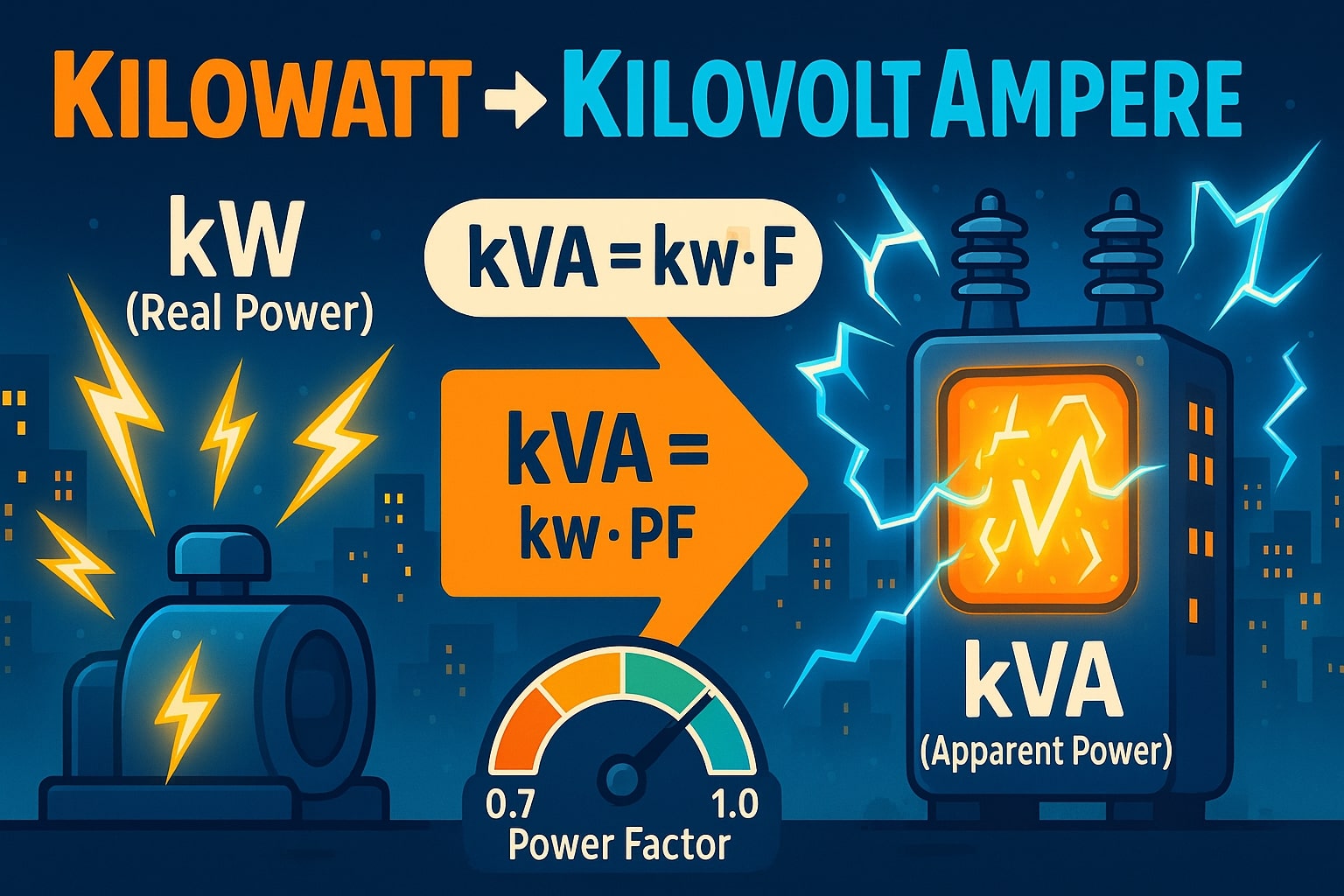 Konverter Kilowatt ke Kilovolt Ampere