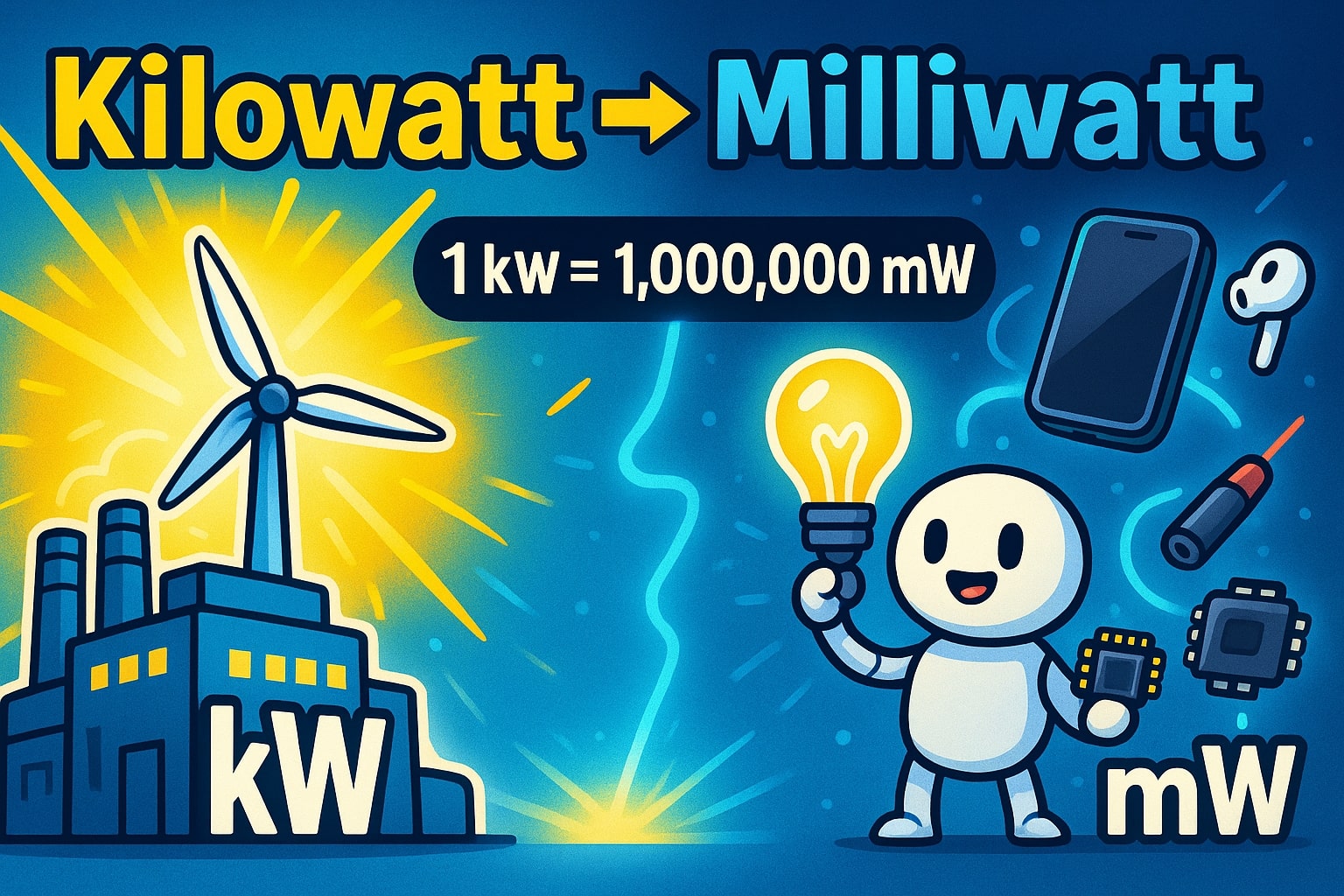 Konverter Kilowatt ke Milliwatt