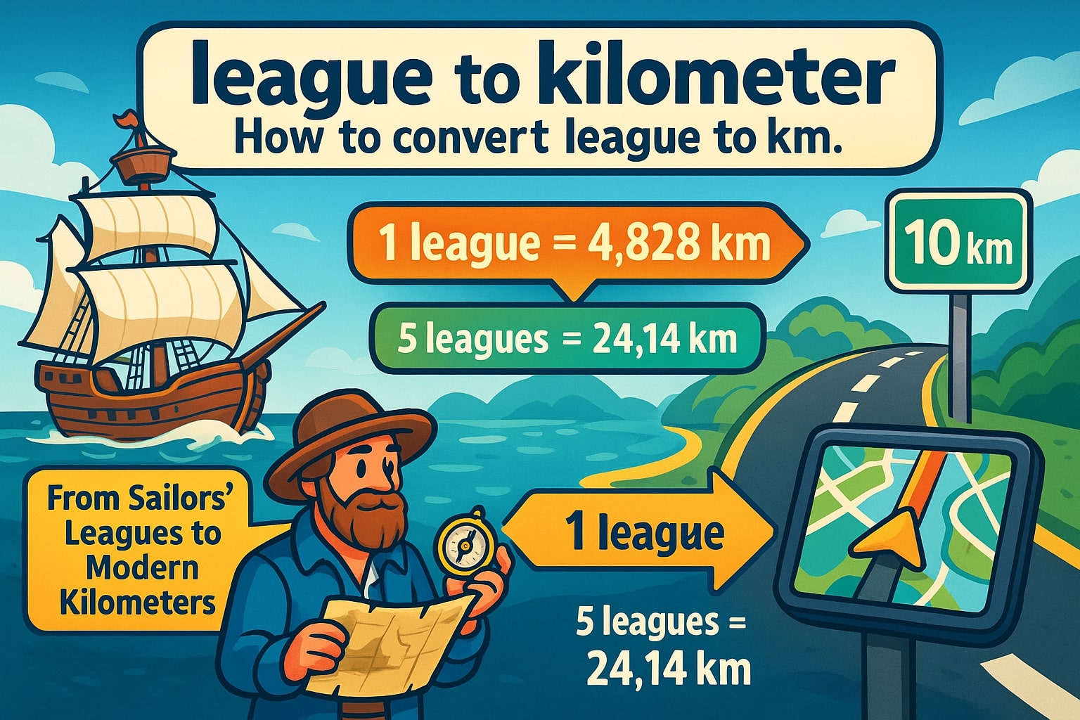 Konverter Liga ke Kilometer