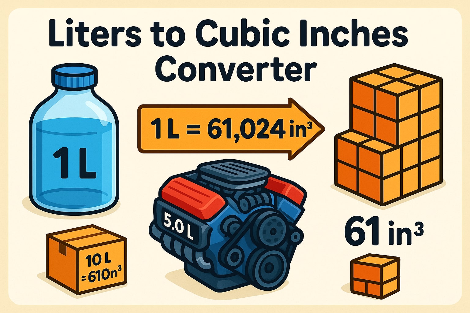 Konverter Liter ke Inci Kubik