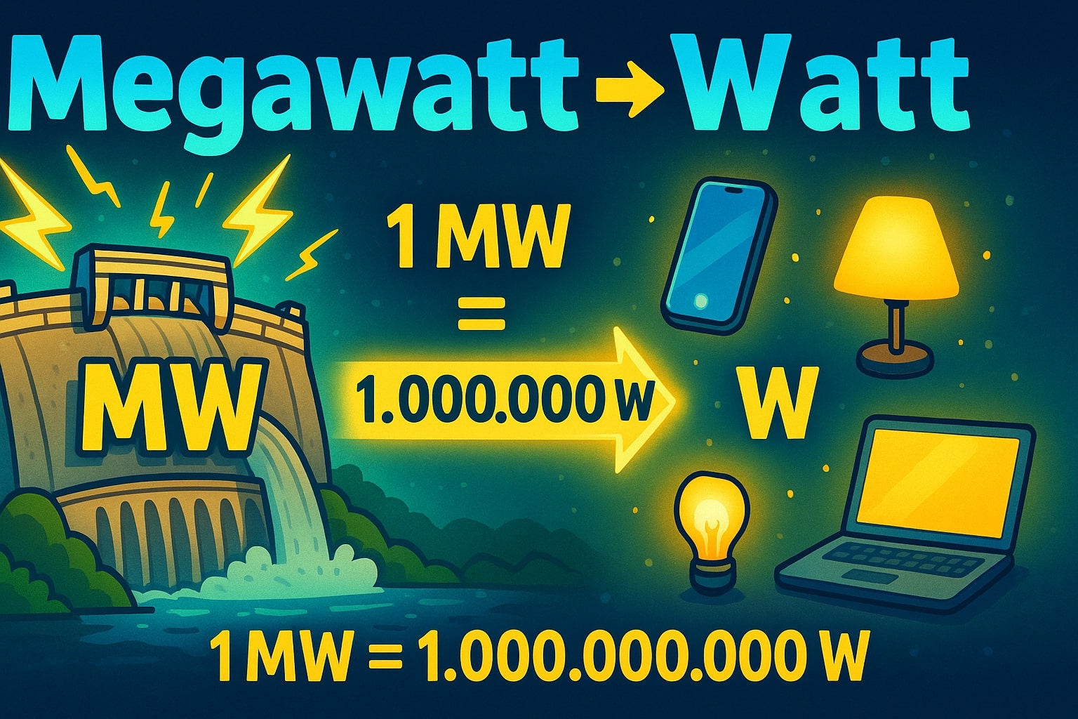 Konverter Megawatt ke Watt