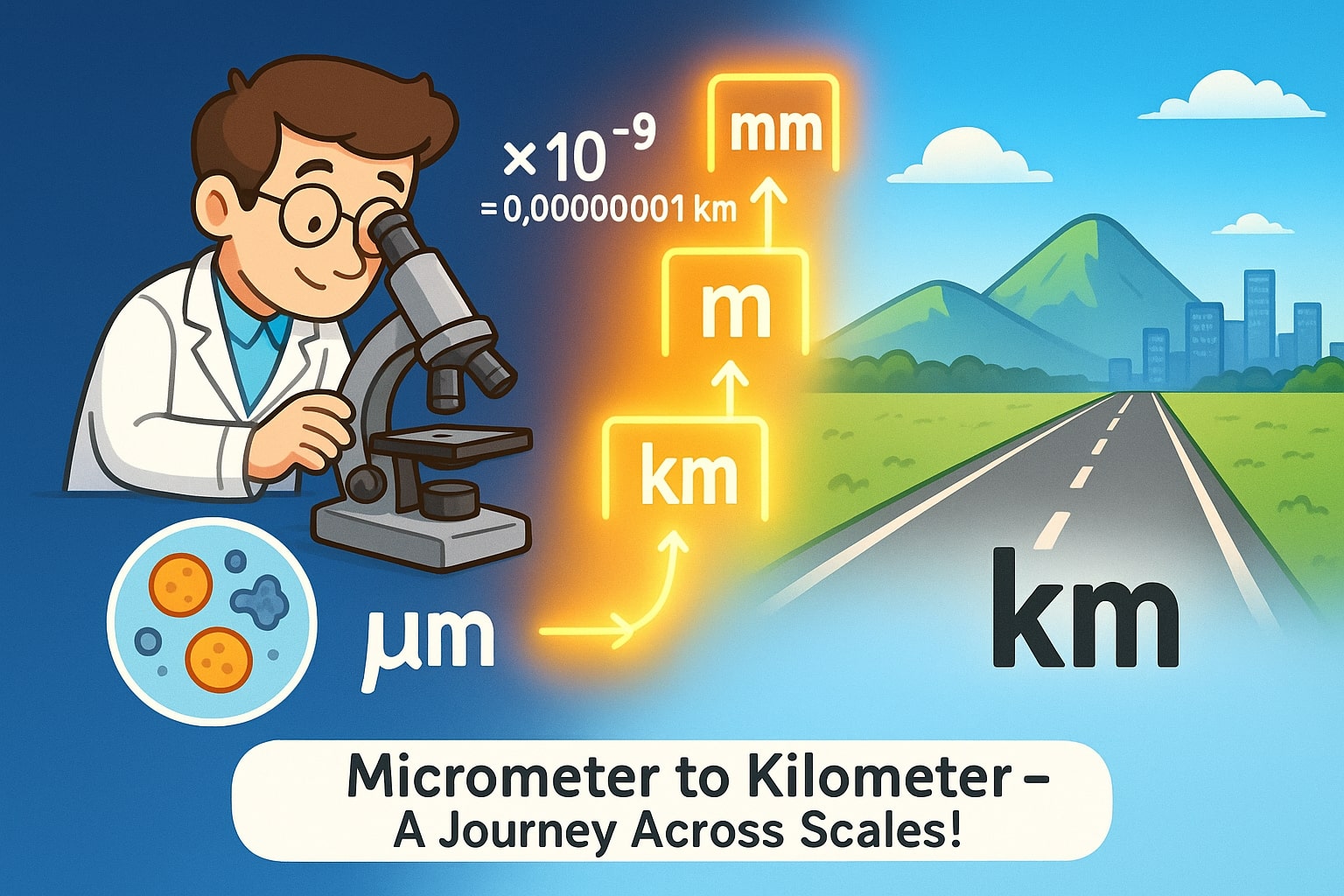 Konverter Mikrometer ke Kilometer