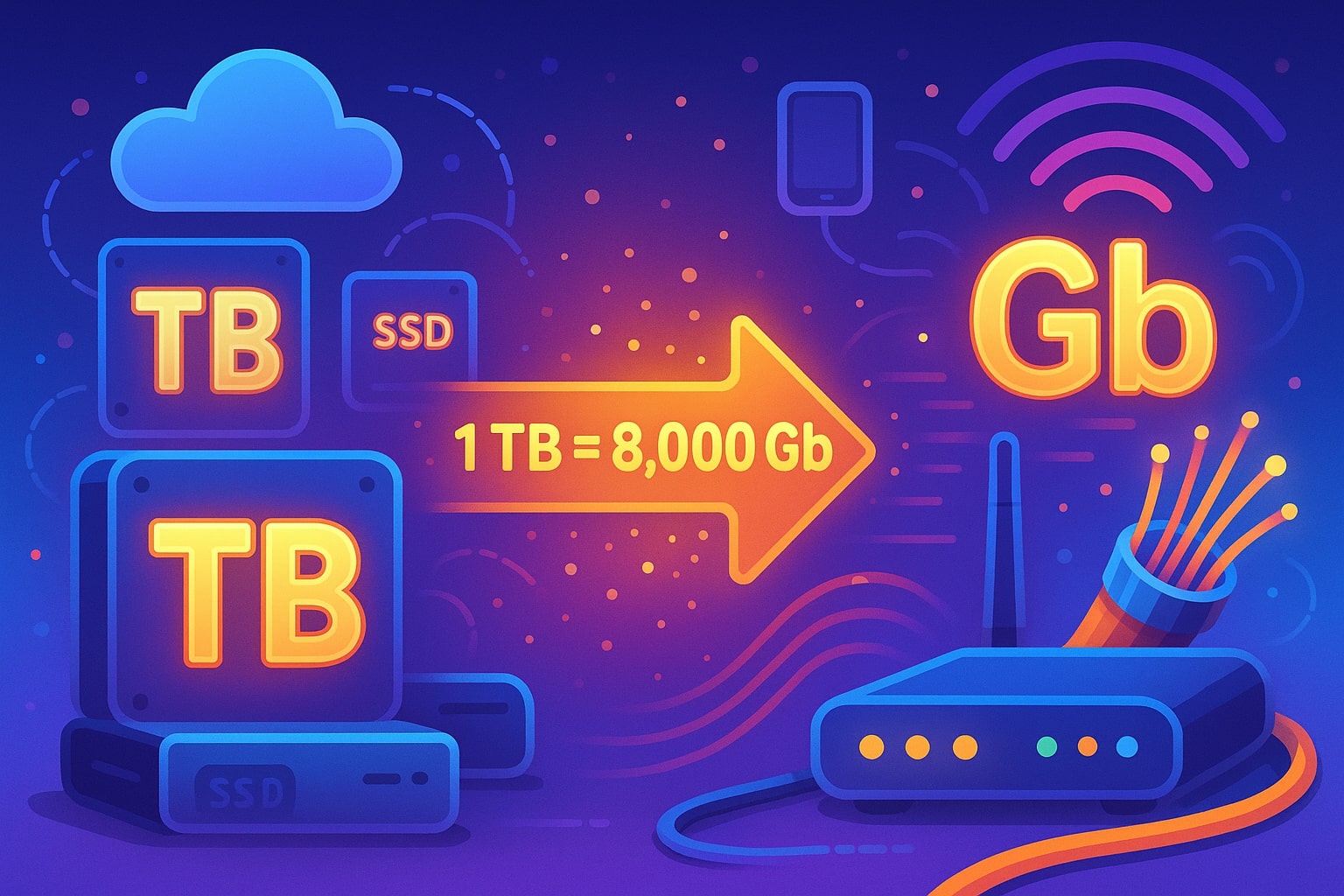 Konverter Terabyte ke Gigabit